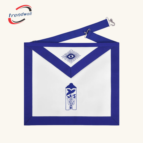 Junior Warden Blue Lodge Officer Apron - Royal Blue Borders with Adjustable Belt