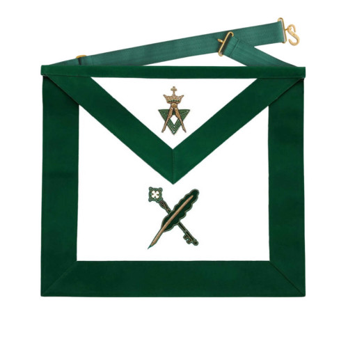 Secretary & Treasurer Allied Masonic Degrees Apron Green Velvet